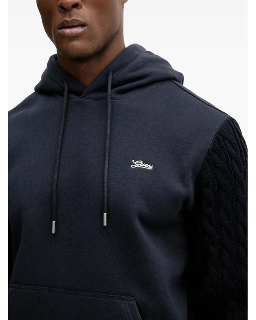 Guess Blue Logo-Detail Hoodie for men