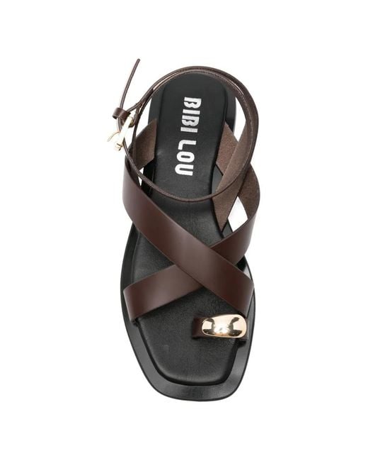 Bibi Lou White Vaz Flat Buckle Strap Sandals