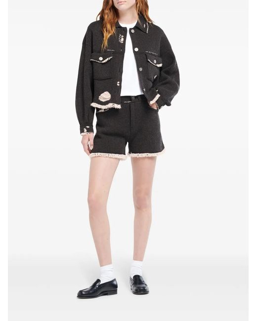 Barrie Black Fringed Denim Jacket