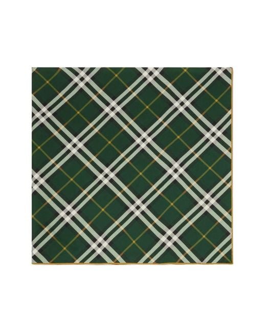 Burberry Green Checked Silk Scarf