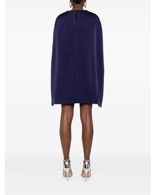 Roland Mouret Blue Embellished Cape Dress