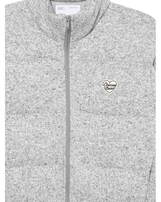 Chocoolate Gray Logo-Embroidered Puffer Jacket