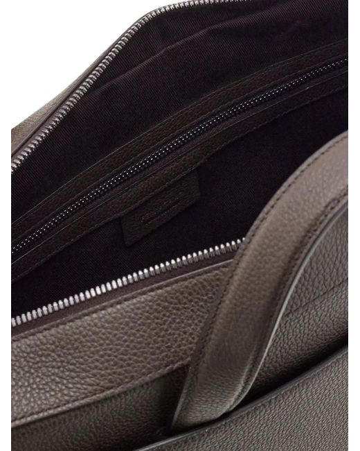 Ferragamo Black Gancini Buckle Briefcase for men