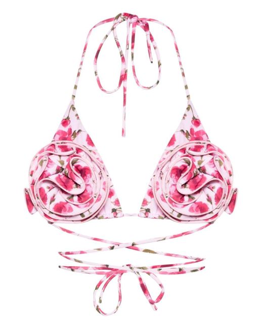 Magda Butrym Pink Floral-print Bikini Top