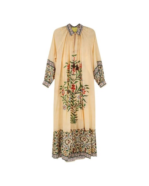 PHILIPPA 1970 Metallic Palmira Floral-Print Drawstring Maxi Dress