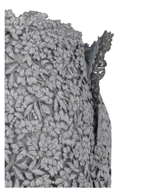 Ermanno Scervino Gray Lace Midi Skirt