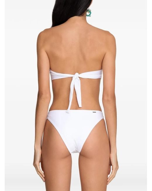 Amir Slama Blue Graphic Knot Detail Bikini