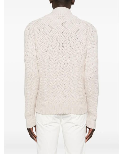 Patterned zip-up cardigan Barba Napoli de hombre de color White