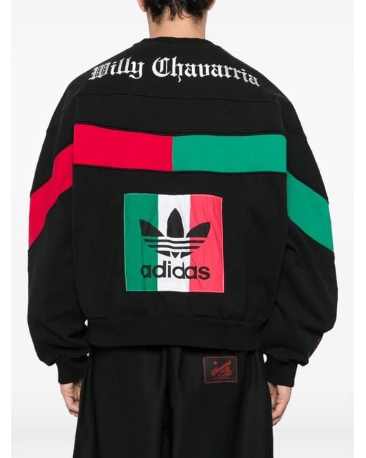 Adidas Black X Willy Chavarria Eagle-Graphic Crew-Neck Sweatshirt for men