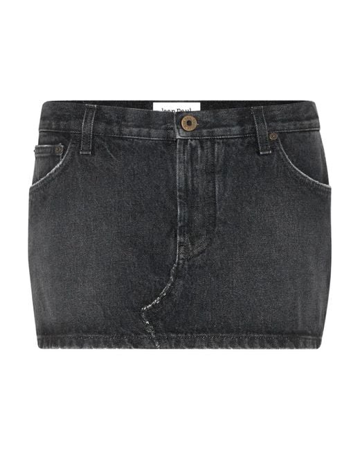 Jean Paul Gaultier Black Contrast-Pocket Denim Mini Skirt