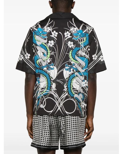 Amiri Multicolor Dragon Cotton Bowling Shirt for men