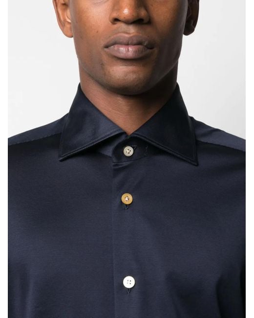 Kiton Slim-Fit Overhemd in het Blue voor heren