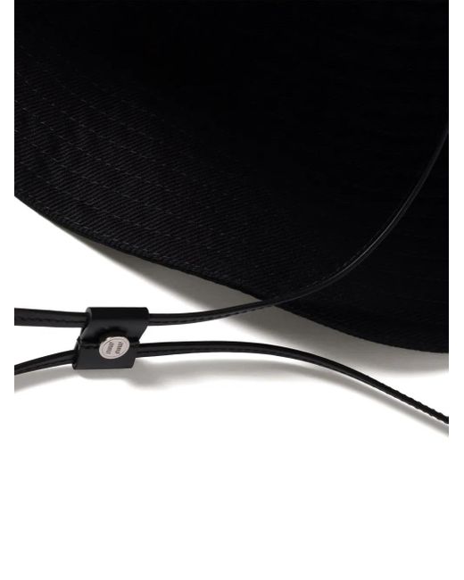 Miu Miu Black Drill Wide-Brim Bucket Hat
