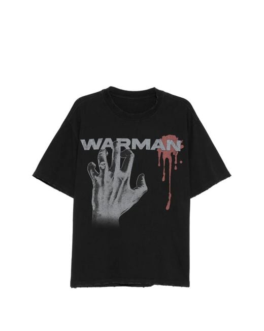 WARMAN Black Graphic-Print T-Shirt for men