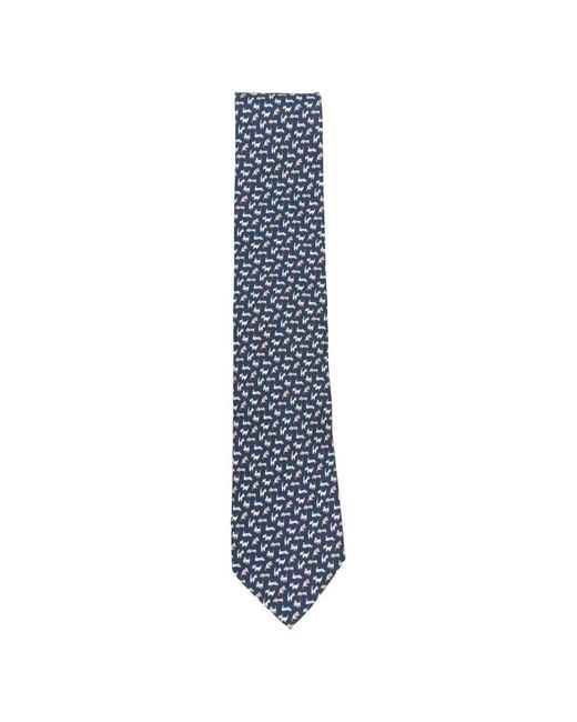 Ferragamo Blue Dog-Print Tie for men