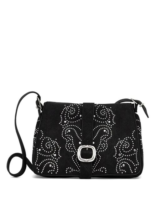 Desigual Black Studded Buckle Satchel