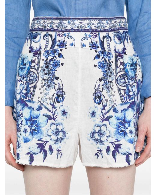Camilla Blue Glaze And Graze Linen Shorts