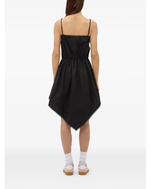 MSGM Black Lace Trim Handkerchief Asymmetric Dress