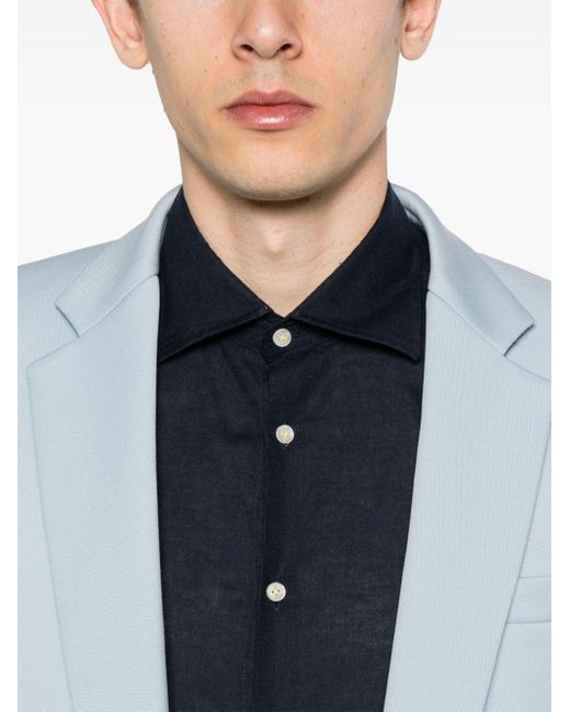 Manuel Ritz Blue Logo-embroidered Long-sleeves Shirt for men