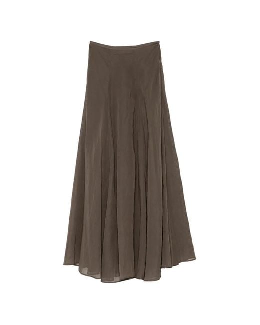 Ruohan Brown Hier Pleated Skirt