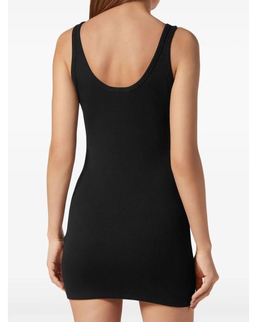 Philipp Plein Black Skull-Embroidered Tank Minidress