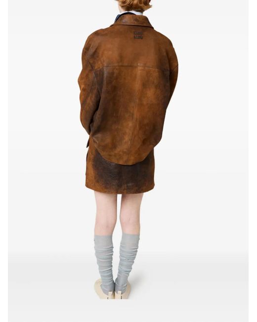 Miu Miu Leren Jack in het Brown