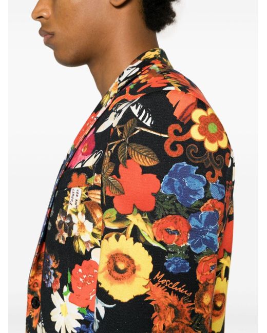 Moschino Red Floral-print Single-breasted Blazer for men