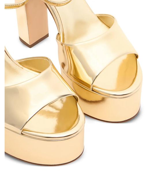 Casadei Metallic Patty Platform Ankle-Strap Sandals