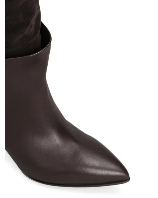 strategia shoes Black Pointed-Toe Slouchy Knee-High Boots