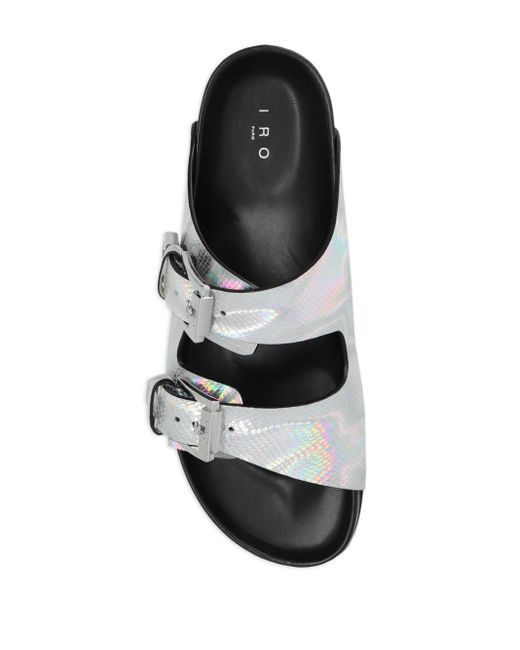 IRO White Billie Holographic Snakeskin-effect Sandals