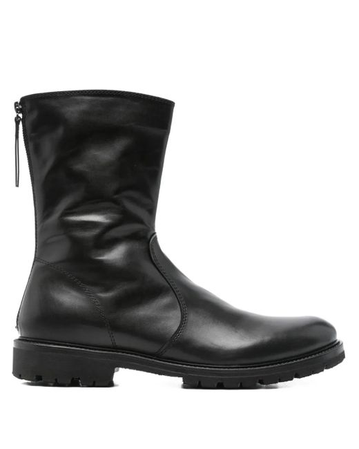 Henderson Black Zip-Fastening Leather Boots for men
