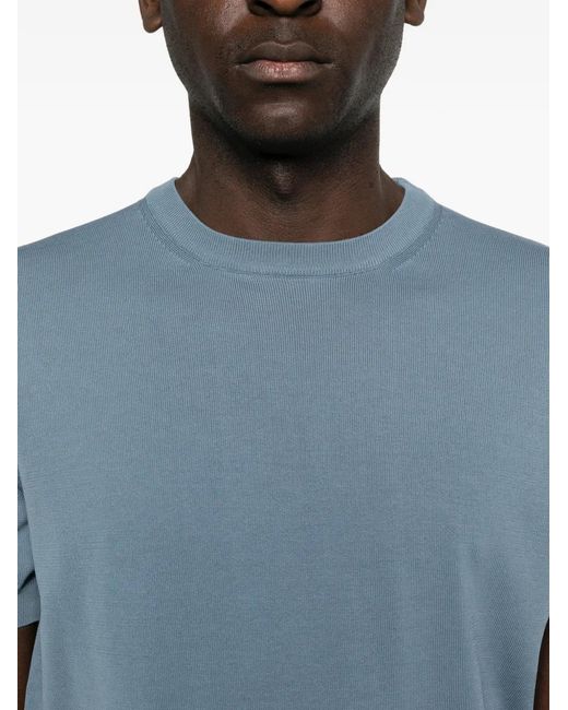 Canali Blue Short-Sleeve Knitted T-Shirt for men
