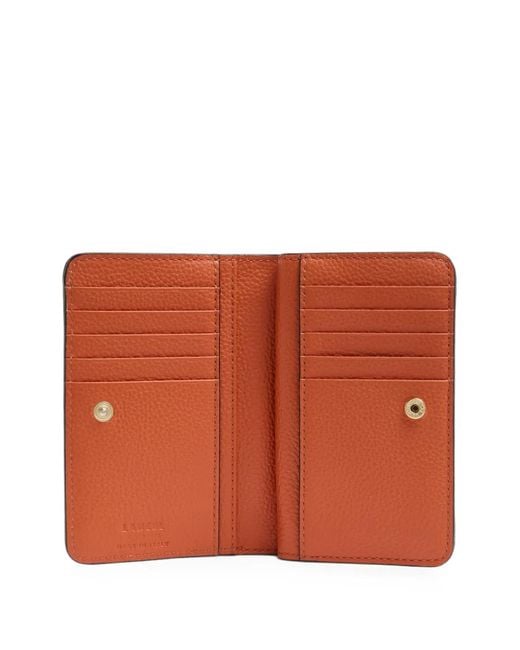 Lancel Orange Grained Leather Wallet