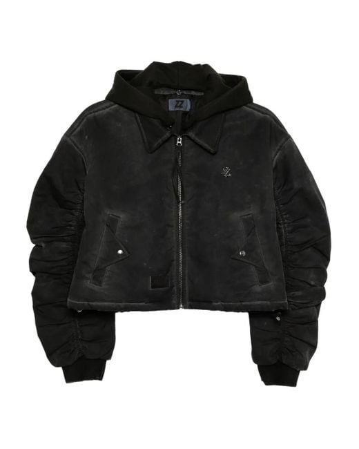 Izzue Black Ruched Cropped Jacket