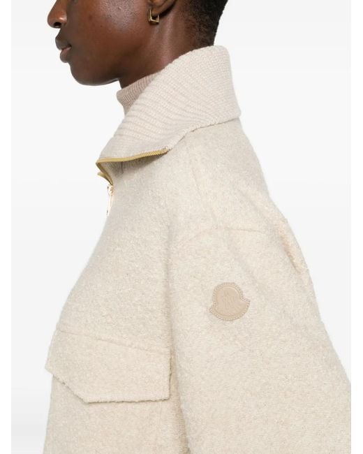 Moncler Natural Zip-Up Bouclé Jacket