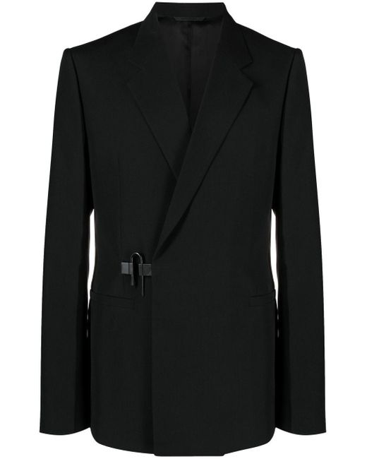 Givenchy Black U-lock Buckle Wool Blazer for men