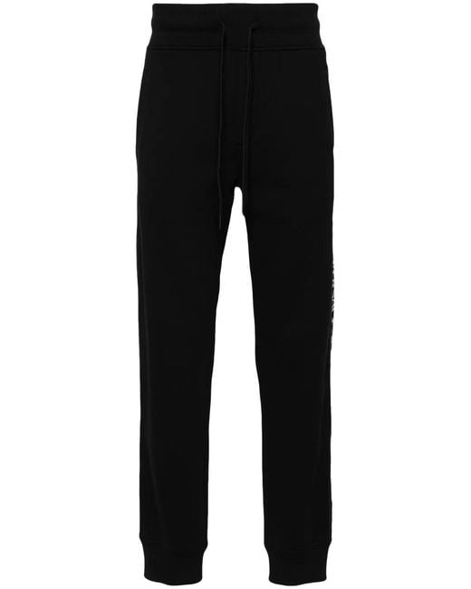 Versace Jeans Couture Black Logo-Trim Cotton Fleece Sweatpants for men