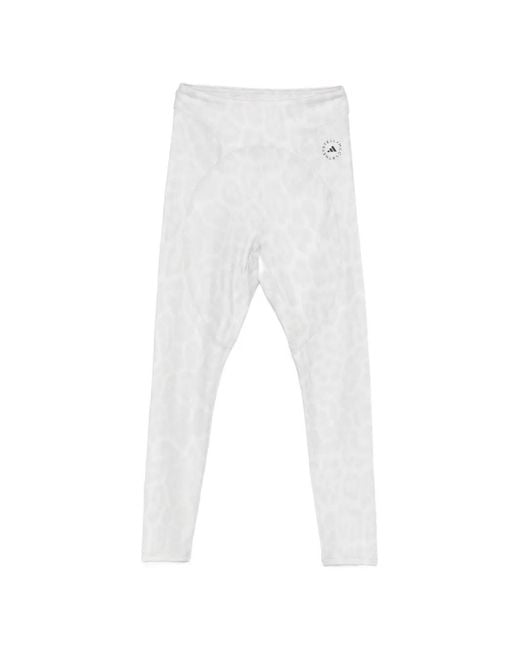 Adidas By Stella McCartney White Leopard-Print Leggings