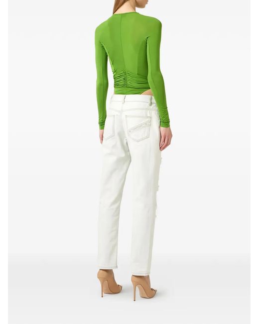 Elisabetta Franchi Green Bodysuit With Jewel Detail