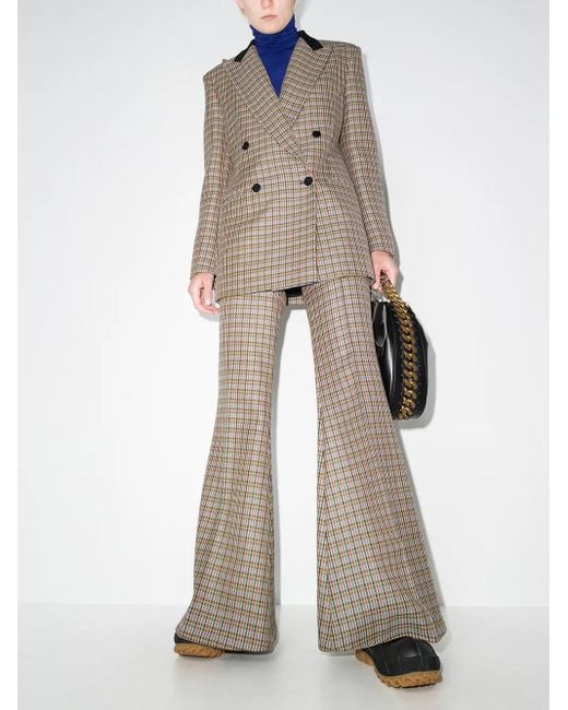 Stella McCartney Multicolor Houndstooth-Pattern Flared Trousers