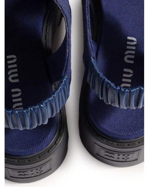 Miu Miu Blue Sandales À Plateforme Rayée