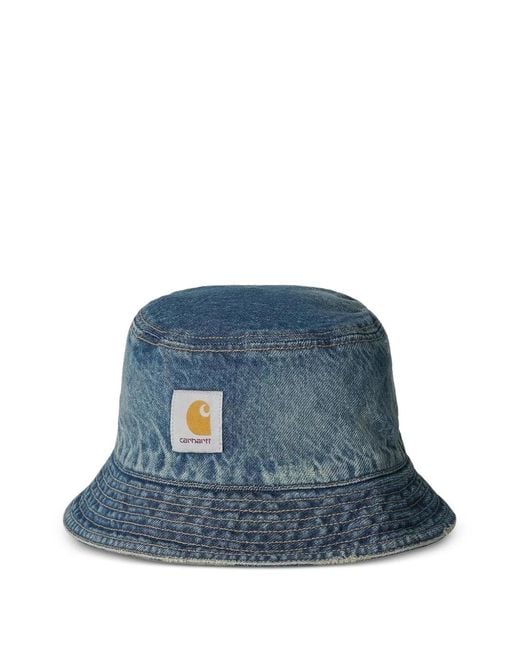 Carhartt Blue Aden Square-Label Bucket Hat for men