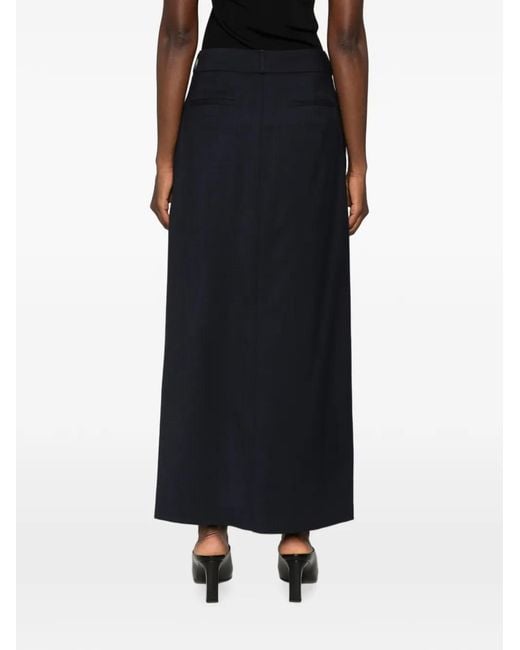 Peserico Black Pleated Front-Slit Long Skirt
