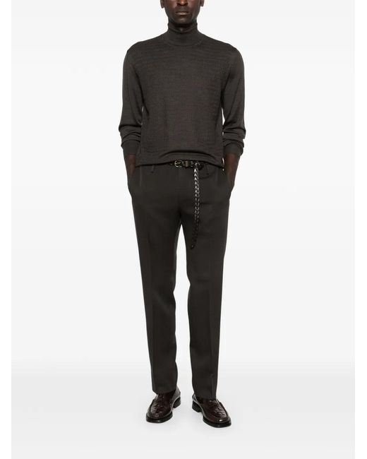 Corneliani Black Roll-Neck Patterned Sweater for men
