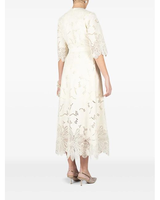 Vestido midi bordado Elie Saab de color White
