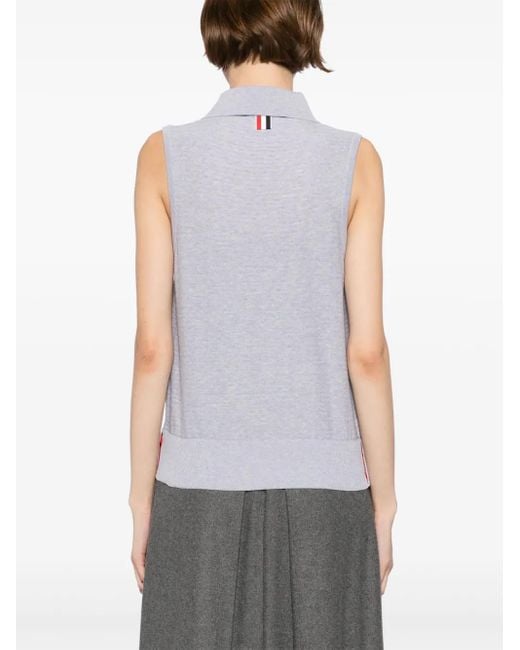 Thom Browne Gray Polo En Maille Torsadée