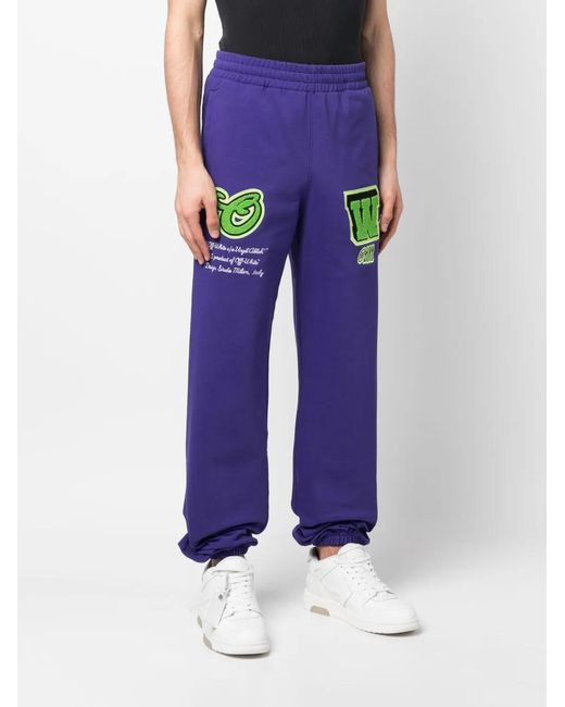 Off-White c/o Virgil Abloh Blue Logo-Patch Track Pants for men