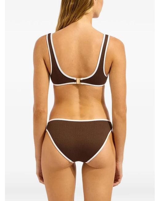 Seafolly Black Ribbed-Knit Ring-Detail Bikini Top