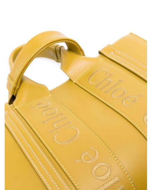 Petit sac cabas Small Woody en cuir Chloé en coloris Yellow