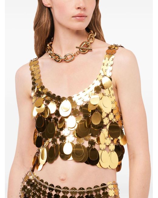 Rabanne Metallic Sequinned Cropped Top